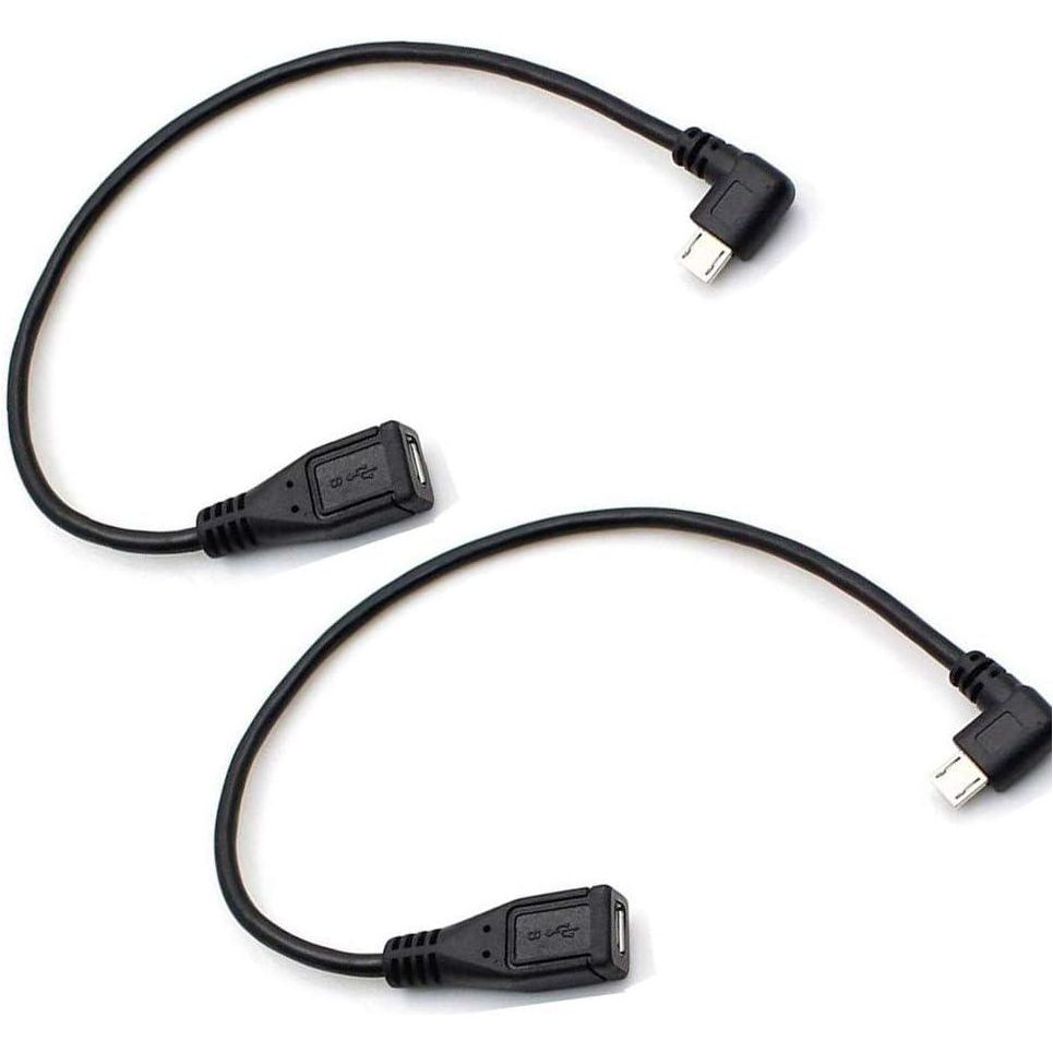 Micro USB Left Angle,Micro USB Extension Cable, 90 Degree Micro-B Male To Female Extension Cable, Data Transferring Cable Suitable For Samsung, HTC, Huawefti, Driving Recorder,Sony And More-2pack,682141274887