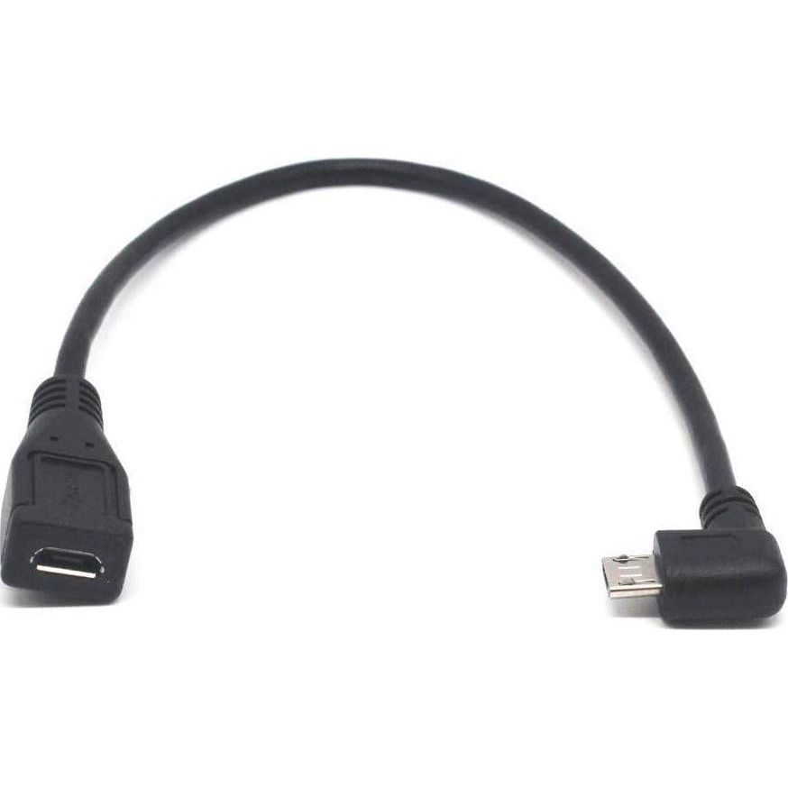 Micro USB Left Angle,Micro USB Extension Cable, 90 Degree Micro-B Male To Female Extension Cable, Data Transferring Cable Suitable For Samsung, HTC, Huawefti, Driving Recorder,Sony And More-2pack,682141274887