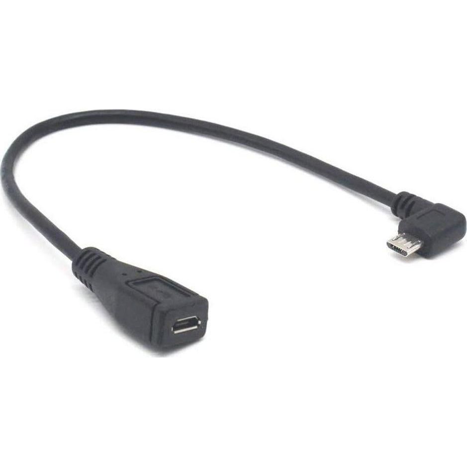 Micro USB Left Angle,Micro USB Extension Cable, 90 Degree Micro-B Male To Female Extension Cable, Data Transferring Cable Suitable For Samsung, HTC, Huawefti, Driving Recorder,Sony And More-2pack,682141274887