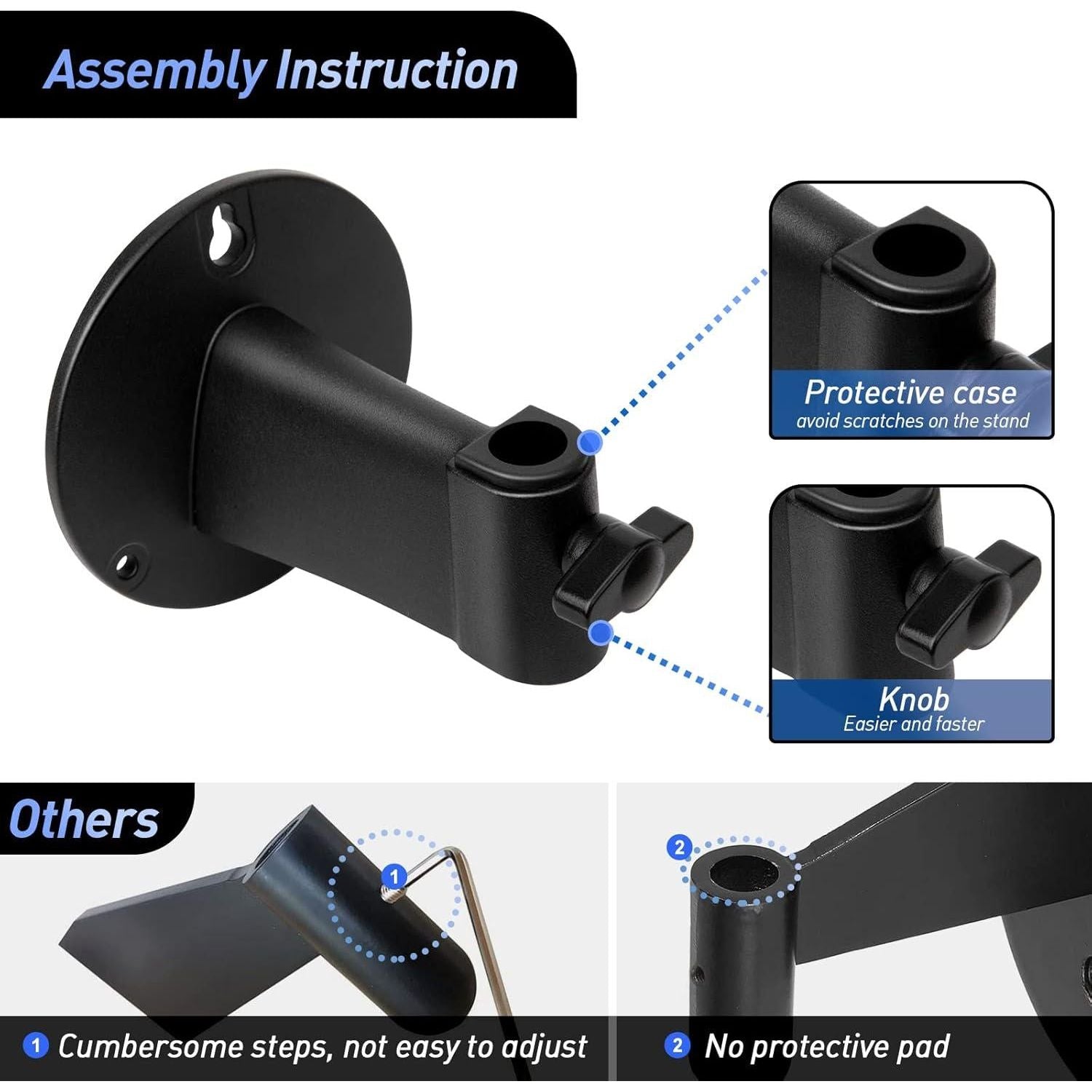 Microphone Wall Mount Boom Arm - Microphone Wall Mount For Mic Holder Horizontal Mounting Wall Space Saving Desktop Metal Mic Stand Clamp By SUNMON,