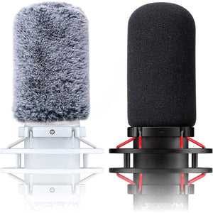 Microphone Windscreen Pop Filter Compatible With HyperX QuadCast - Mic Foam Cover With Furry Windscreen Muff For HyperX QuadCast S QuadCast S White (2 Pack),
