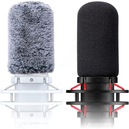 Microphone Windscreen Pop Filter Compatible With HyperX QuadCast - Mic Foam Cover With Furry Windscreen Muff For HyperX QuadCast S QuadCast S White (2 Pack),