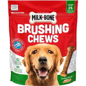 Milk Bone Brushing Chews Chicken Flavor Large Dogs Daily Dental Treats 25 Count