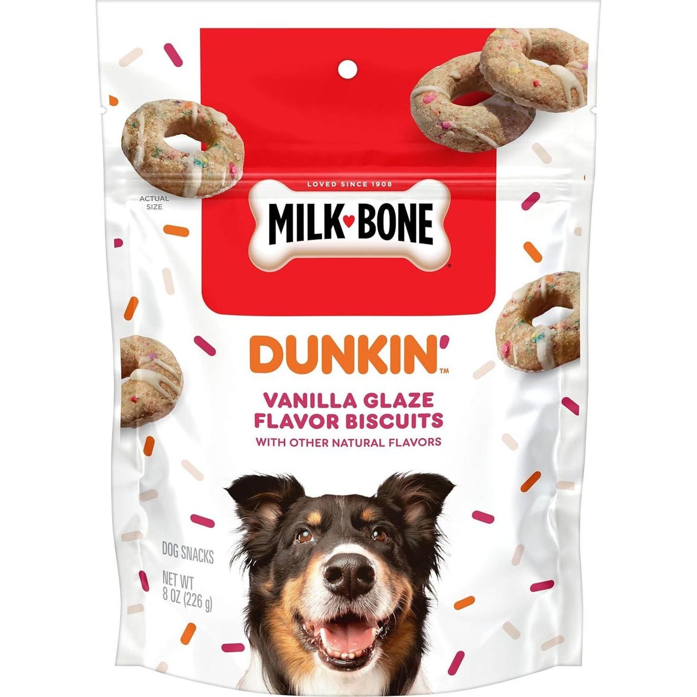 Milk Bone Dunkin Dog Biscuits Vanilla Glaze Flavor with Natural Ingredients 8 oz