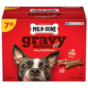 Milk-Bone Gravy Bones Dog Treats 4 Meat Flavors Coated in Gravy 7 lb Box