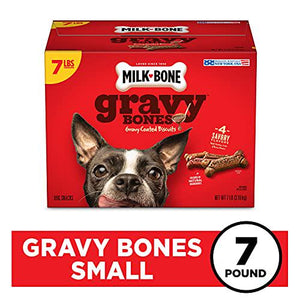 Milk-Bone Gravy Bones Dog Treats 4 Meat Flavors Coated in Gravy 7 lb Box