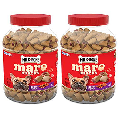 Milk-Bone MaroSnacks Dog Treats, Bacon Flavor, 40 oz, Small Dogs, 2 Pack, Crunchy Bone Marrow Biscuits