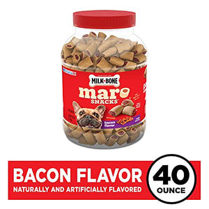 Milk-Bone MaroSnacks Dog Treats, Bacon Flavor, 40 oz, Small Dogs, 2 Pack, Crunchy Bone Marrow Biscuits