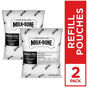 Milk-Bone Minis Flavor Snacks, 2 Packs x 35 oz, Crunchy Dog Treats, Helps Tartar Removal, Refill Bags