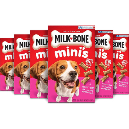 Milk-Bone Mini Dog Biscuits, Original Flavor, 15 oz Box, Crunchy Treats for Training or Rewards