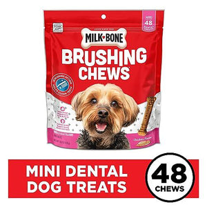 Milk-Bone Original Brushing Chews, Mini Dental Treats for Dogs, Daily Oral Care, 48 Count