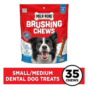 Milk-Bone Original Brushing Chews, 35 Small/Medium Dog Dental Treats, Helps Clean Teeth Daily