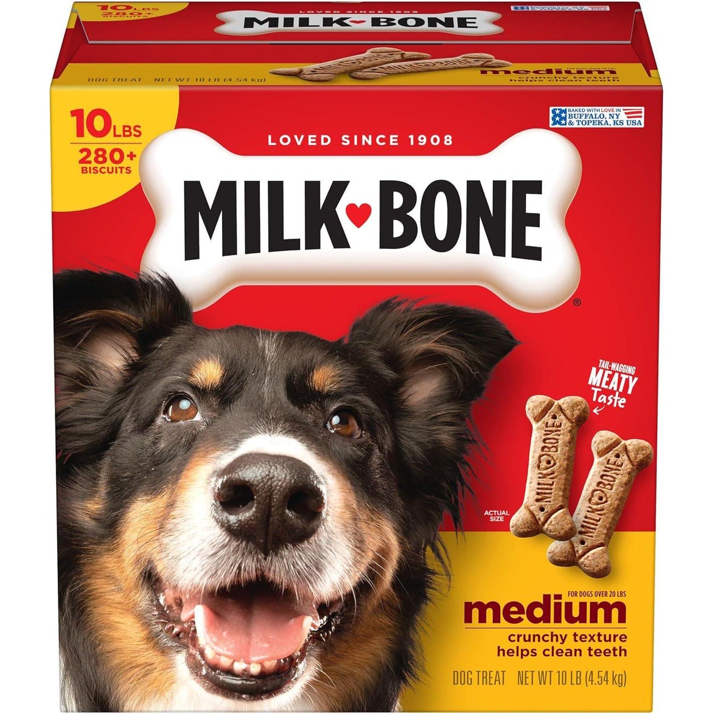Milk-Bone Original Dog Treats, 10 lb Box, Medium Dogs, Crunchy Biscuits for Dental Health & Tartar Control