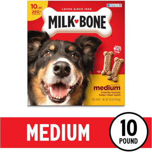 Milk-Bone Original Dog Treats, 10 lb Box, Medium Dogs, Crunchy Biscuits for Dental Health & Tartar Control