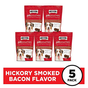 Milk Bone Pill Pouches 5 Pack Hickory Smoked Bacon Flavor 6 oz Each Easy Way to Hide Pills for Dogs Tasty Soft Chew