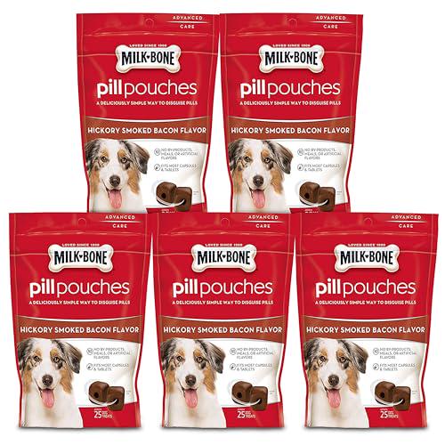 Milk Bone Pill Pouches 5 Pack Hickory Smoked Bacon Flavor 6 oz Each Easy Way to Hide Pills for Dogs Tasty Soft Chew