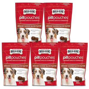 Milk Bone Pill Pouches 5 Pack Hickory Smoked Bacon Flavor 6 oz Each Easy Way to Hide Pills for Dogs Tasty Soft Chew