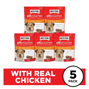 Milk Bone Pill Pouches Dog Treats Real Chicken Flavor 6 oz Bag Pack of 5 Easy Way to Hide Pills or Tablets