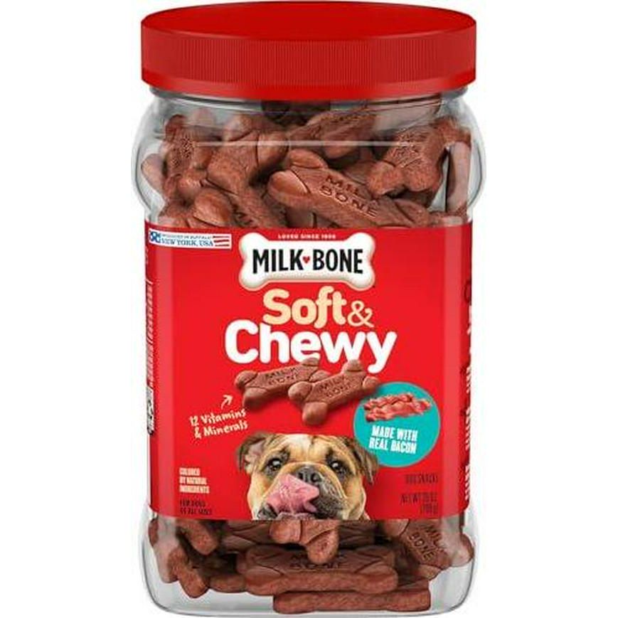 Milk Bone Soft and Chewy Dog Treats Real Bacon Recipe 25 oz Resealable Bag