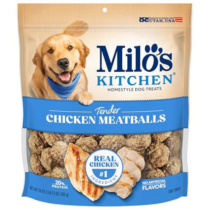 Milo's Kitchen Chicken Meatballs Dog Treats 28 oz High Protein Made with Real Chicken Flavor