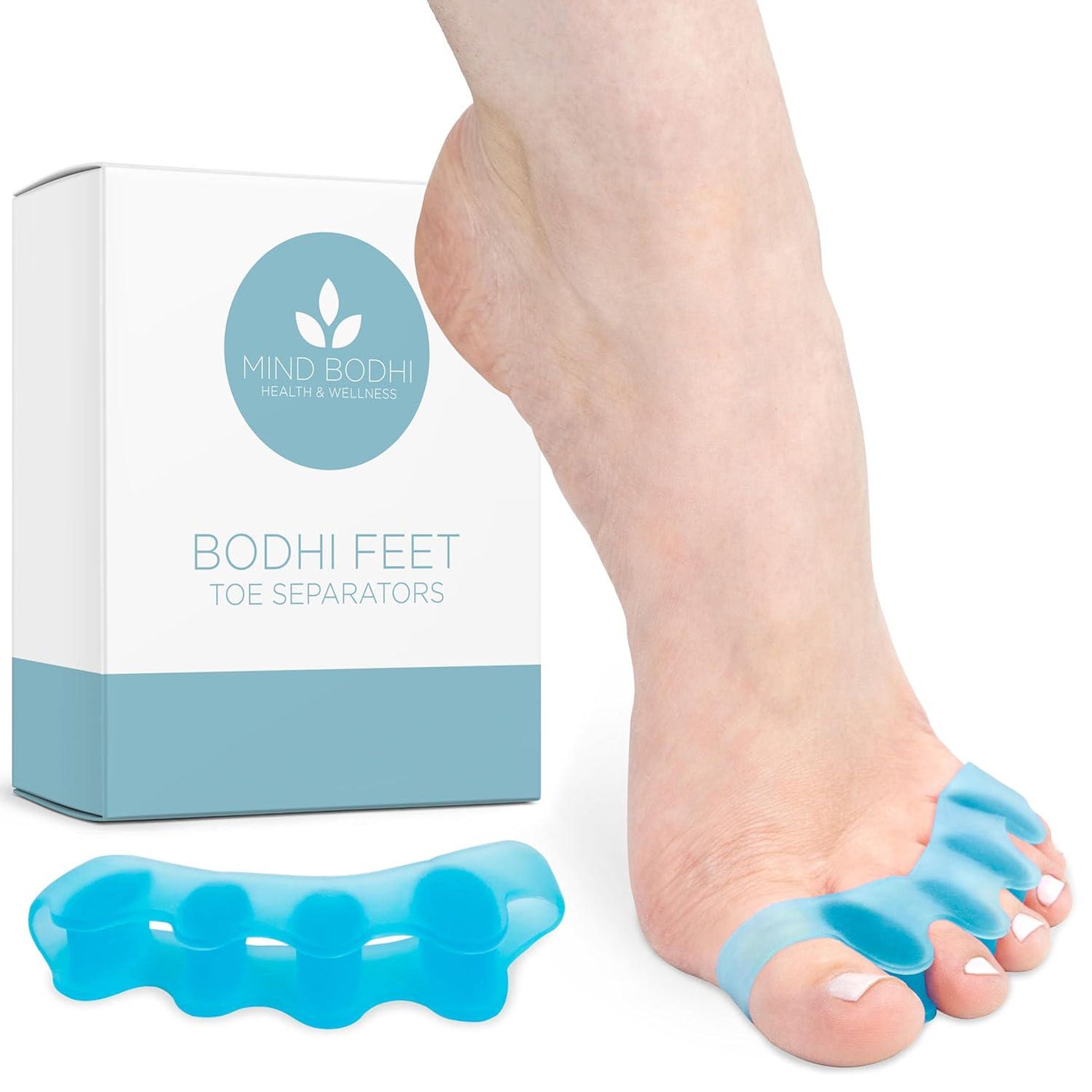Mind Bodhi Health Wellness Toe Spacers, Toe Separators for Men & Women, Correcting Bunions & Restoring Toes to Original Shape, Blue