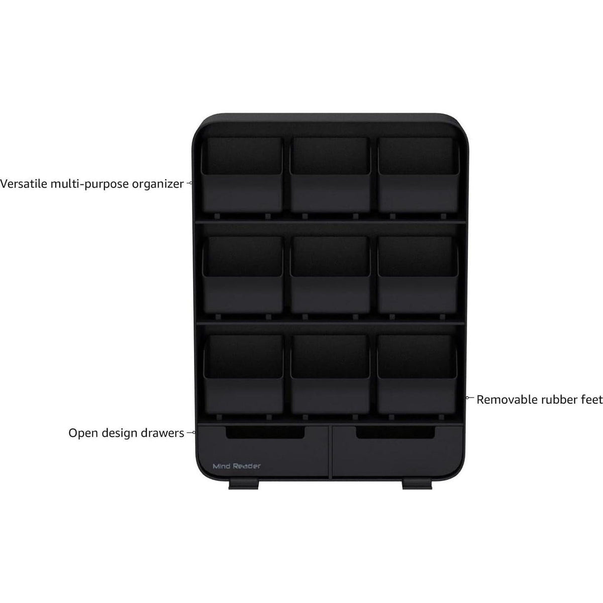 Mind Reader Tea Bag Organizer, Tea Station Organizer, Countertop Storage, Kitchen, Plastic, 10.25 L X 3.25 W X 13.75 H, Black,887530004599