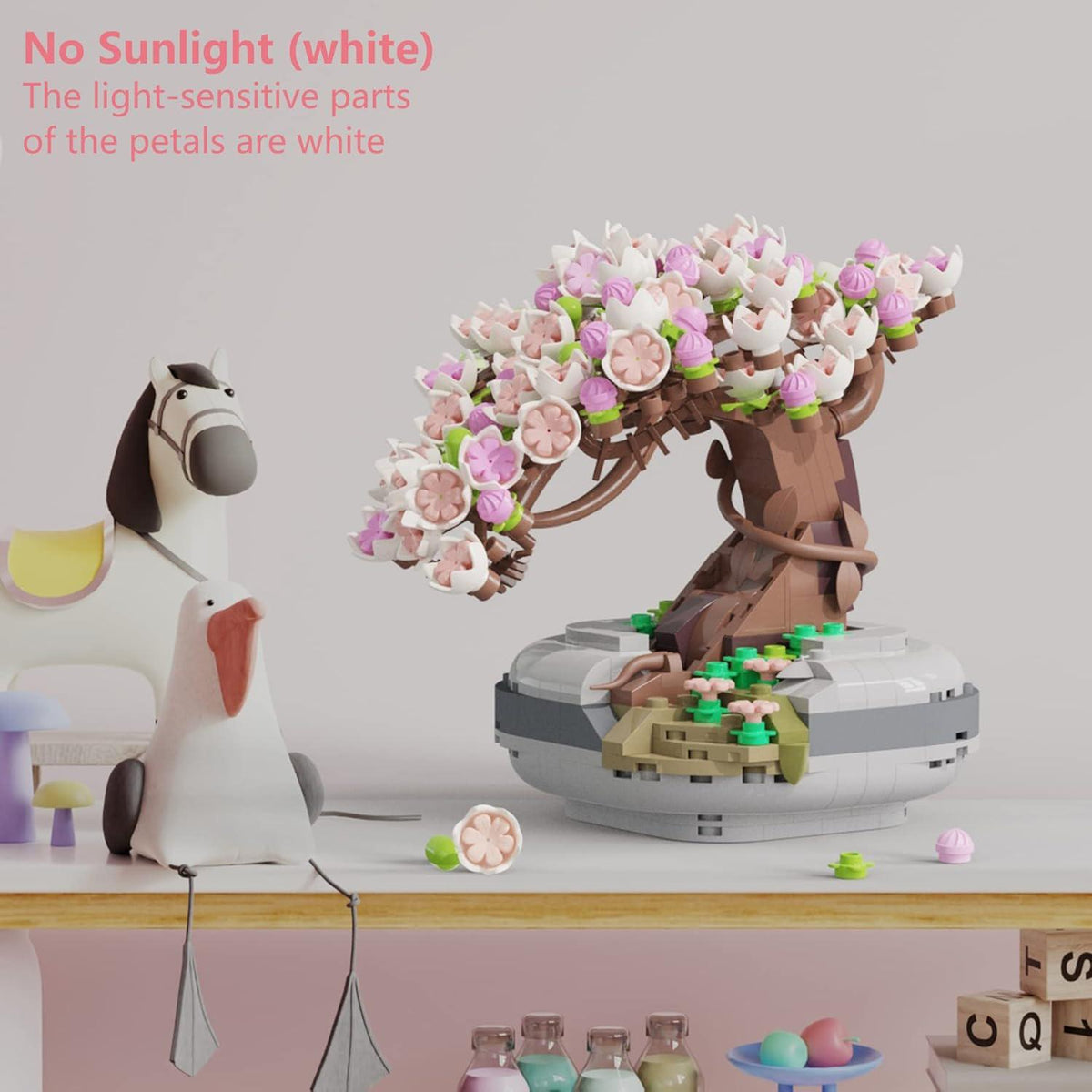 Mini Bricks Cherry Blossom Tree Building Set - Sakura Bonsai DIY Toy, Birthday Gift For Kids 6+ Years Old,