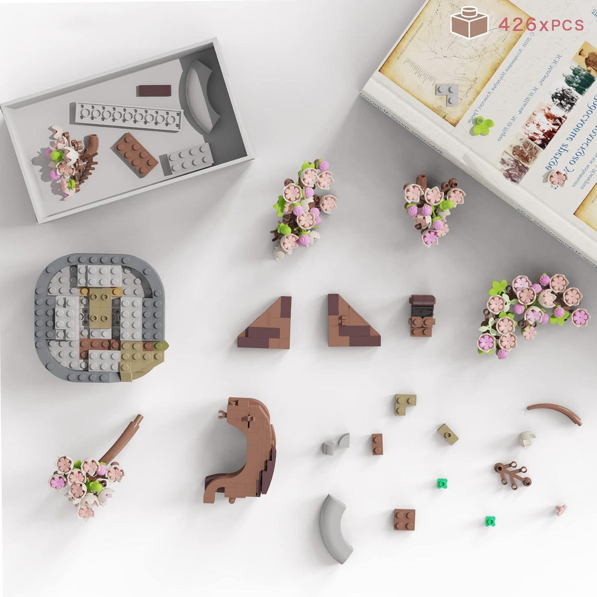 Mini Bricks Cherry Blossom Tree Building Set - Sakura Bonsai DIY Toy, Birthday Gift For Kids 6+ Years Old,