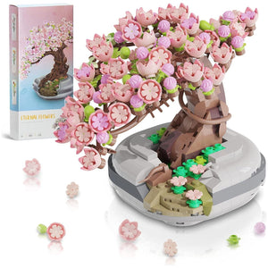 Mini Bricks Cherry Blossom Tree Building Set - Sakura Bonsai DIY Toy, Birthday Gift For Kids 6+ Years Old,