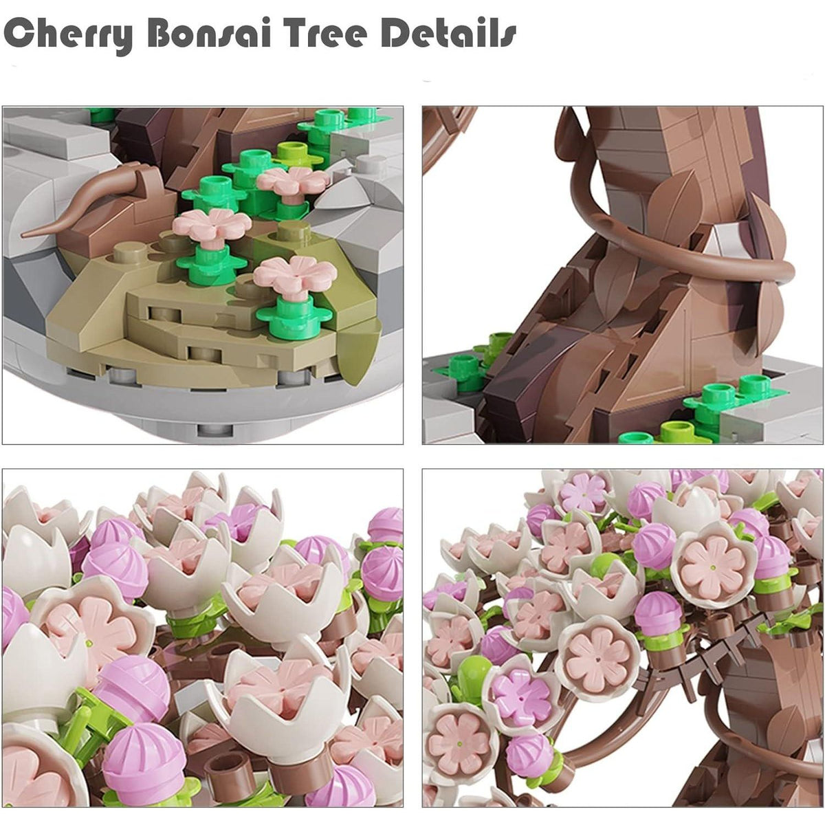 Mini Bricks Cherry Blossom Tree Building Set - Sakura Bonsai DIY Toy, Birthday Gift For Kids 6+ Years Old,