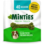 Minties Dental Chews For Dogs, 40 Count, Vet-Recommended Mint-Flavored Dental Treats For Medium Dogs 25-50 Lbs, Dental Bones Clean Teeth, Fight Bad Breath, And Removes Plaque And Tartar,