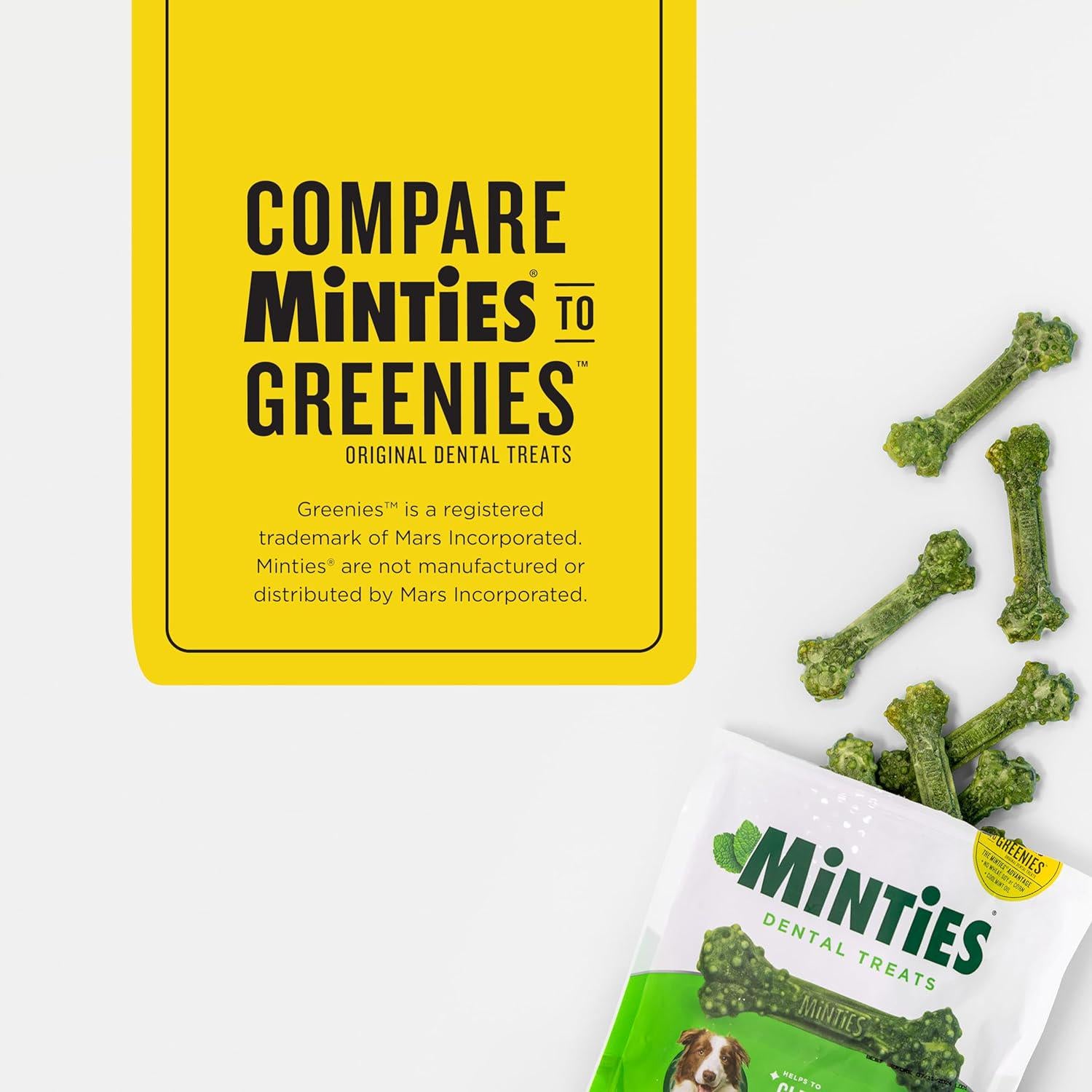 Minties Dental Chews For Dogs, 12 Count, Vet-Recommended Mint-Flavored Dental Treats For Large Dogs Over 50 Lbs, Dental Bones Clean Teeth, Fight Bad Breath, And Removes Plaque And Tartar,