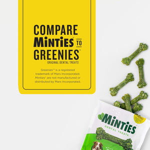 Minties Dental Chews For Dogs, 12 Count, Vet-Recommended Mint-Flavored Dental Treats For Large Dogs Over 50 Lbs, Dental Bones Clean Teeth, Fight Bad Breath, And Removes Plaque And Tartar,