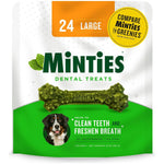 Minties Dental Chews For Dogs, 24 Count, Vet-Recommended Mint-Flavored Dental Treats For Large Dogs Over 50 Lbs, Dental Bones Clean Teeth, Fight Bad Breath, And Removes Plaque And Tartar,