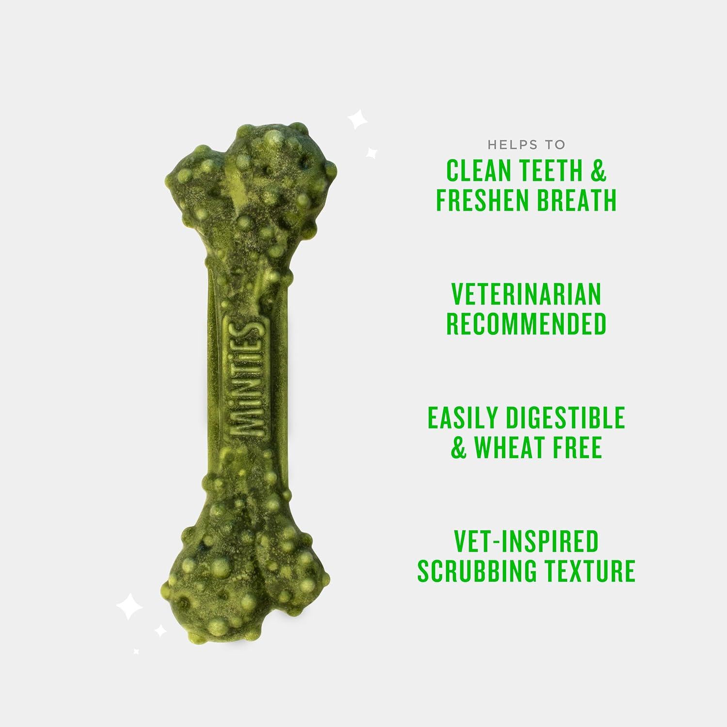 Minties Dental Chews For Dogs, 12 Count, Vet-Recommended Mint-Flavored Dental Treats For Large Dogs Over 50 Lbs, Dental Bones Clean Teeth, Fight Bad Breath, And Removes Plaque And Tartar,
