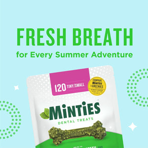 Minties Dog Dental Chews 120 Ct, Vet Recommended for Small Dogs (5–24 lbs), Mint Flavor, Fights Plaque & Tartar