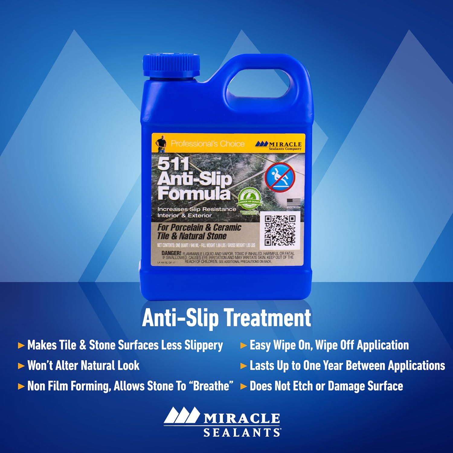 Miracle Sealants ANTISLIP6 511 Anti Slip Penetrating Sealers, Quart, Clear, 32 Fl Oz,753927514548