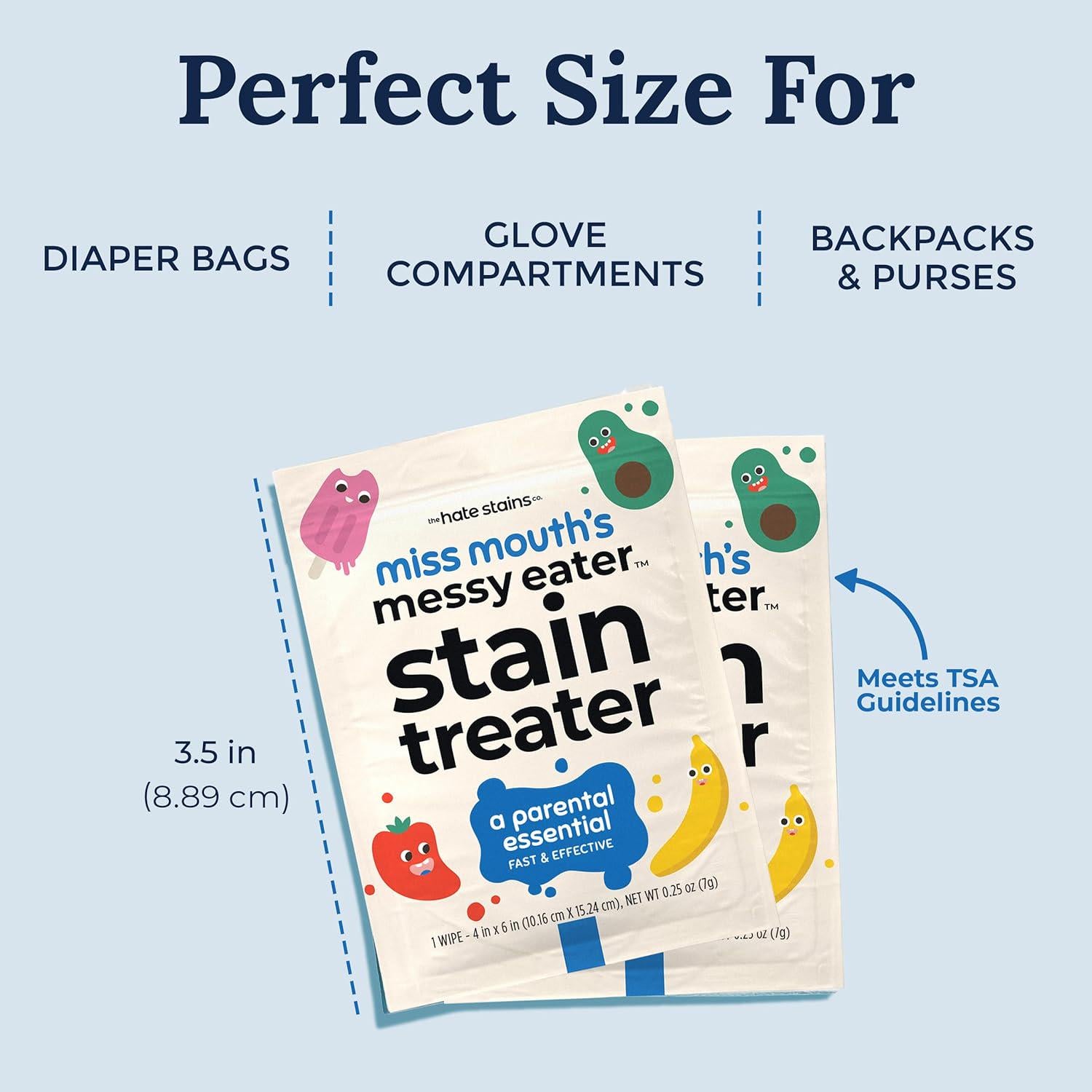 Miss Mouth's Messy Eater Stain Treater Wipes - 5 Pack Stain Remover - Newborn And Baby Essentials - No Dry Cleaning Food, Grease, Coffee Off Laundry, Underwear, Fabric,