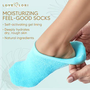 LOVE, LORI Moisturizing Socks - Foot Care Gel Silicone Aloe Spa Socks (Up To Size 8.5) Infused With Vitamin E And JoJoba Oil - Self Care Gifts For Women