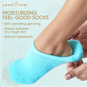 LOVE, LORI Moisturizing Socks - Premium Gel Silicone Aloe Foot Spa Socks (Sizes 9-10) Infused With Vitamin E And JoJoba Oil - Self Care Gifts For Women