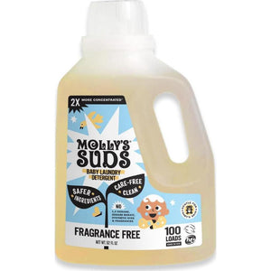 Molly’s Suds Baby Liquid Laundry Detergent, Removes Formula, Poop & Spit-Up Stains, Extra Gentle for Infants & Toddlers, Fragrance-Free, 100 Loads