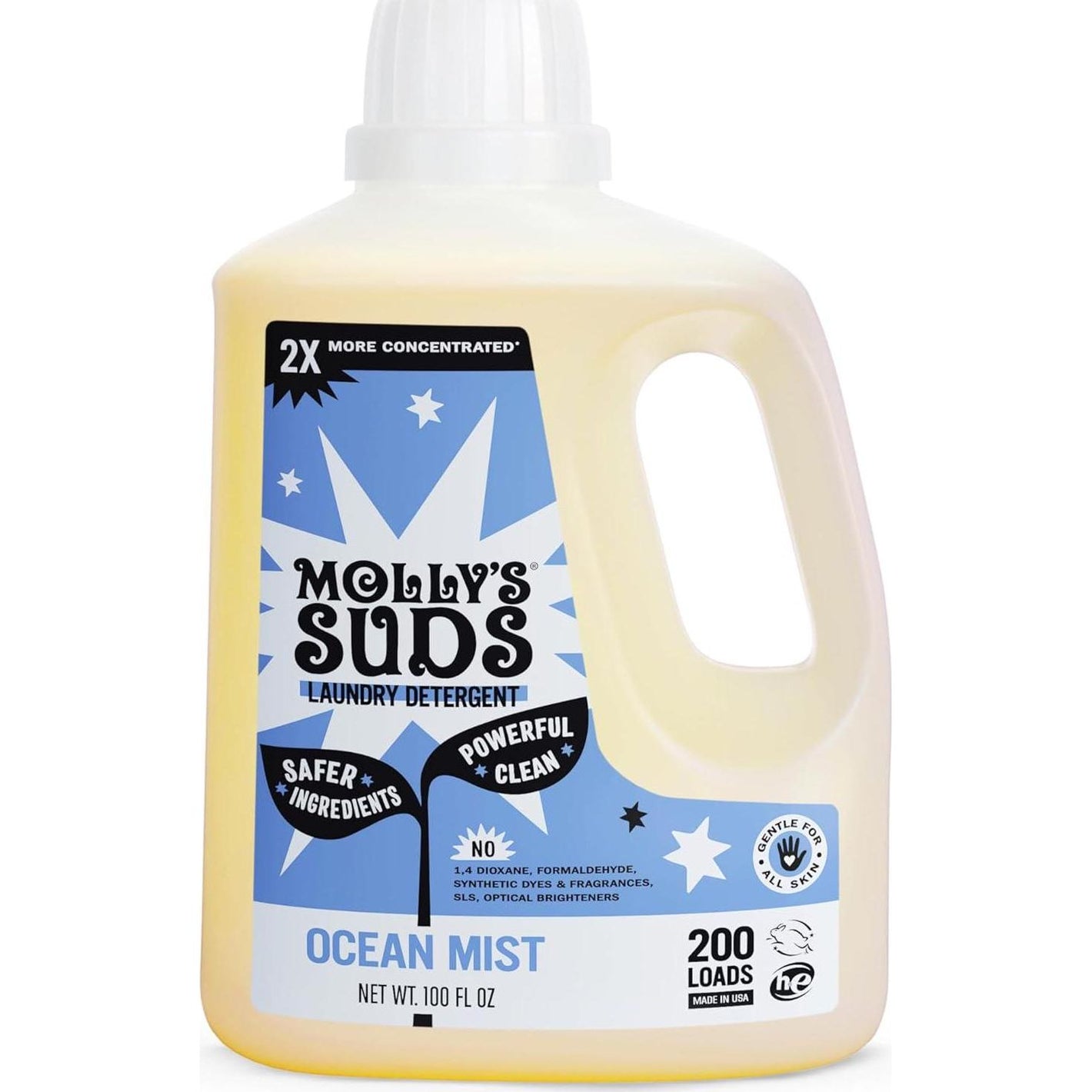 Molly's Suds Molly's Suds Liquid Laundry Detergent | Clean Laundry Detergent Soap For Sensitive Skin | 2x Concentrated, High Efficiency (HE) (Ocean Mist - 200 Loads)