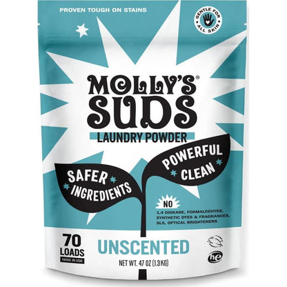 Molly’s Suds Original Laundry Detergent Powder, Sensitive Skin Formula, Simple & Effective Ingredients, Stain Fighting, 70 Loads, Unscented