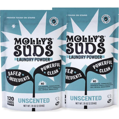 Molly’s Suds Original Laundry Detergent Powder, Unscented, 240 Loads, Ideal for Sensitive Skin