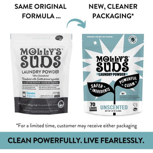 Molly’s Suds Original Laundry Detergent Powder, Sensitive Skin Formula, Simple & Effective Ingredients, Stain Fighting, 70 Loads, Unscented