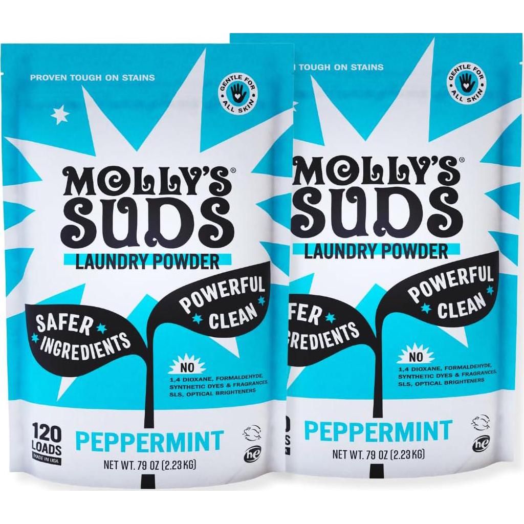 Molly's Suds Molly's Suds Original Laundry Detergent Powder | Clean Laundry Detergent Powder For Sensitive Skin | Simple, Effective Ingredients, Stain Fighting | 240 Load (Peppermint)
