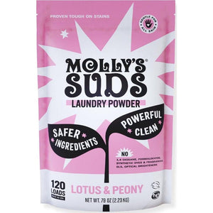 Molly’s Suds Original Laundry Detergent Powder, 120 Loads, Sensitive Skin Formula with Lotus & Peony, Simple & Effective Stain Fighting