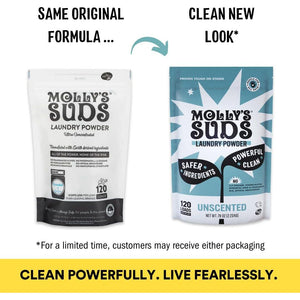Molly's Suds Original Laundry Detergent Powder, Clean & Simple Ingredients for Sensitive Skin, 120 Loads, Unscented