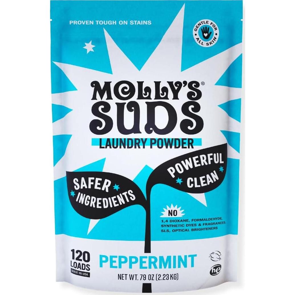 Molly's Suds Molly's Suds Original Laundry Detergent Powder | Clean Laundry Detergent Powder For Sensitive Skin | Simple, Effective Ingredients, Stain Fighting | 120 Load (Peppermint)