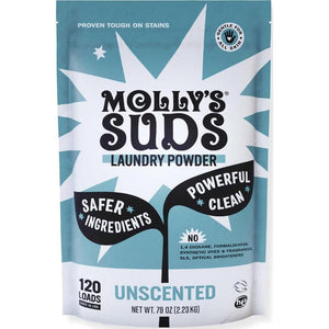 Molly's Suds Original Laundry Detergent Powder, Clean & Simple Ingredients for Sensitive Skin, 120 Loads, Unscented